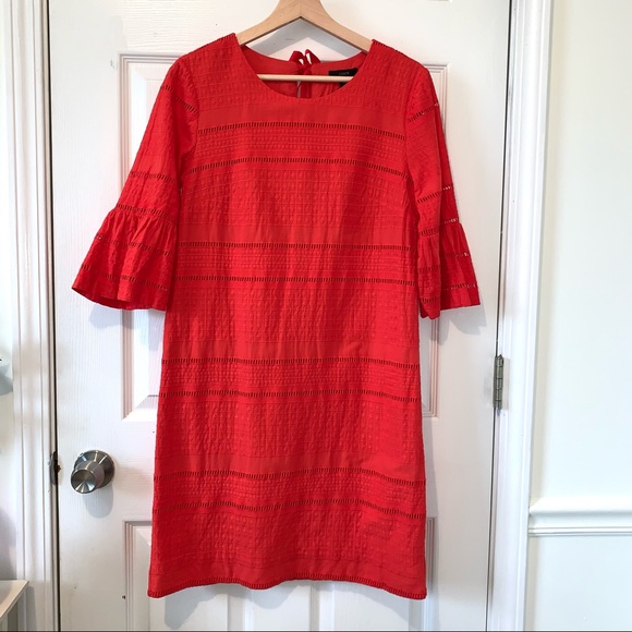 J.Crew Flutter-Sleeve Bright Orange Dress Size 2 - Picture 3 of 10